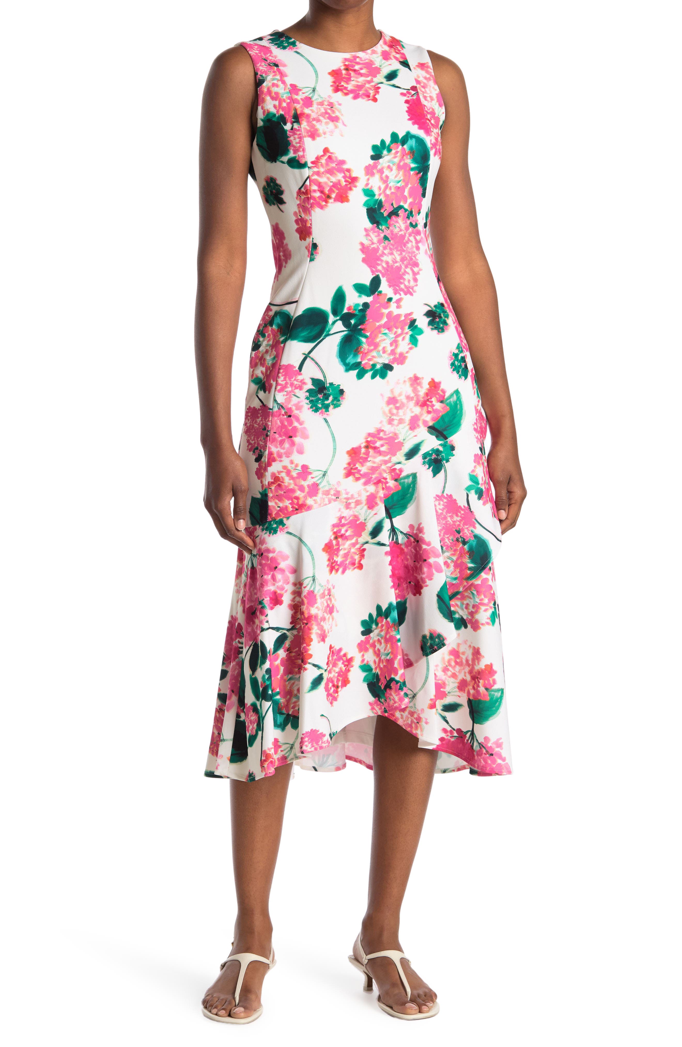 calvin klein floral midi dress