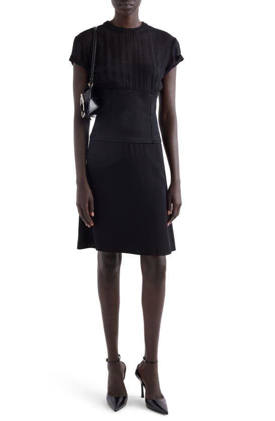 Givenchy Mixed Media Corset Waist Dress In Black