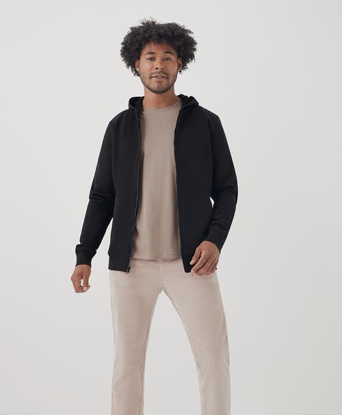 Shop Pact Organic Brushed Fleece Zip Hoodie In Black