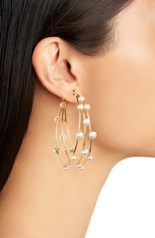 Shop Cult Gaia Shanti Imitation Pearl Hoop Earrings In Gold/pearl