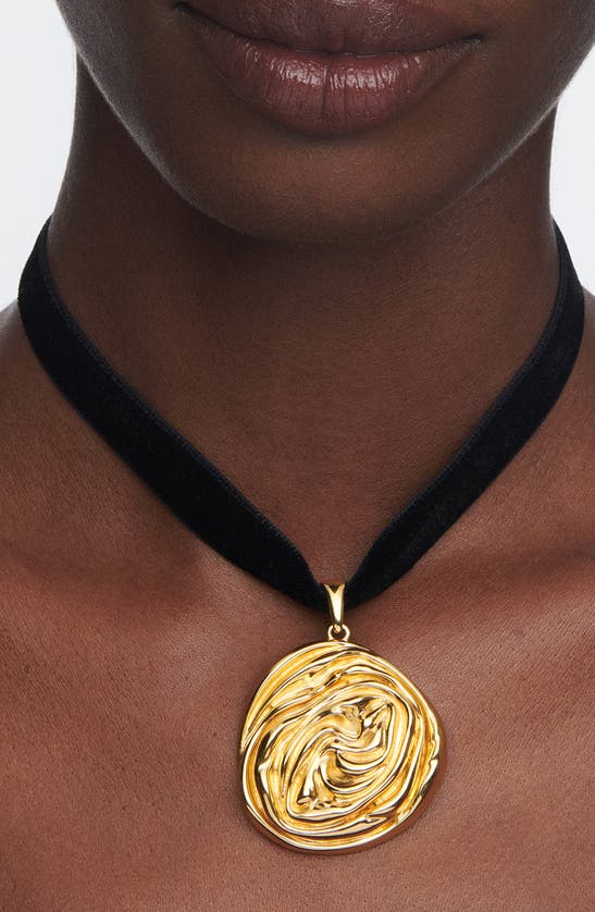 Shop Sterling King Rosette Pendant Necklace In Gold