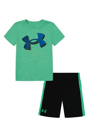Shop Under Armour Kids' Logo Graphic T-shirt & Shorts Set In Vapor Green