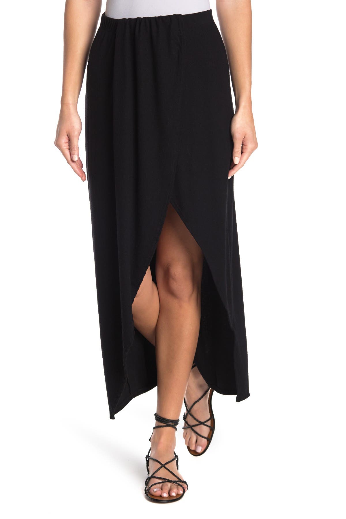 Go Couture Cross Over Slit Maxi Skirt In Black