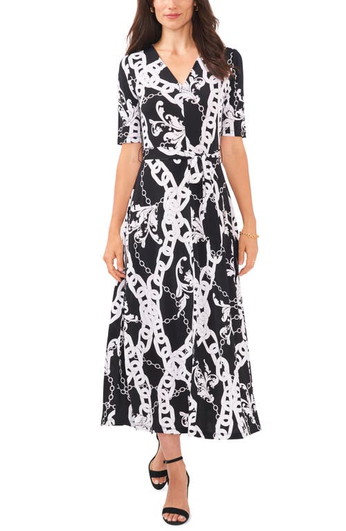 Chaus V-Neck Tie Front Dress Black/White at Nordstrom,