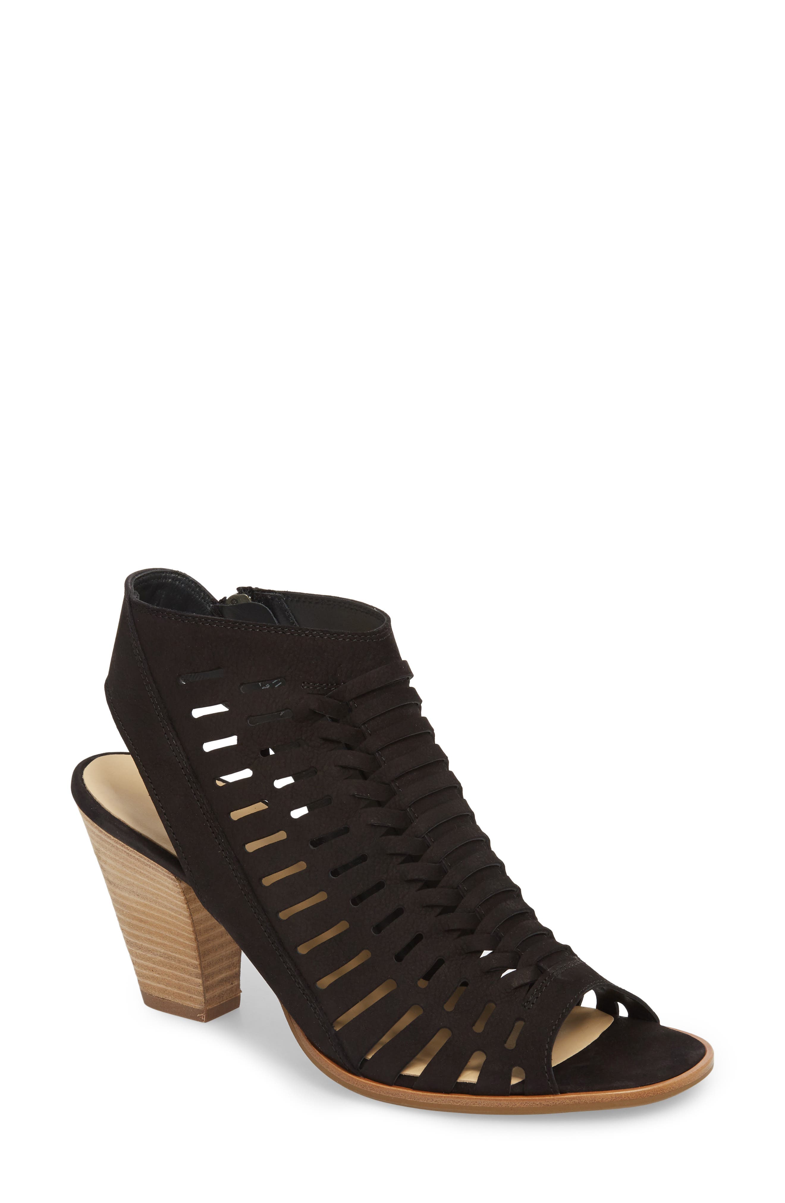 Paul Green Rosa Woven Peep Toe Sandal - Black