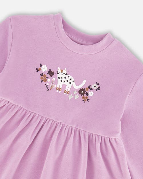 Shop Deux Par Deux Little Girl's Tunic And Printed Leggings Set Lilac Mini Flowers In Printed Lilac Little Flowers