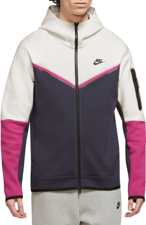 Nike Sportswear Tech Fleece Zip Hoodie in Phantom/Purple/Pink/Black