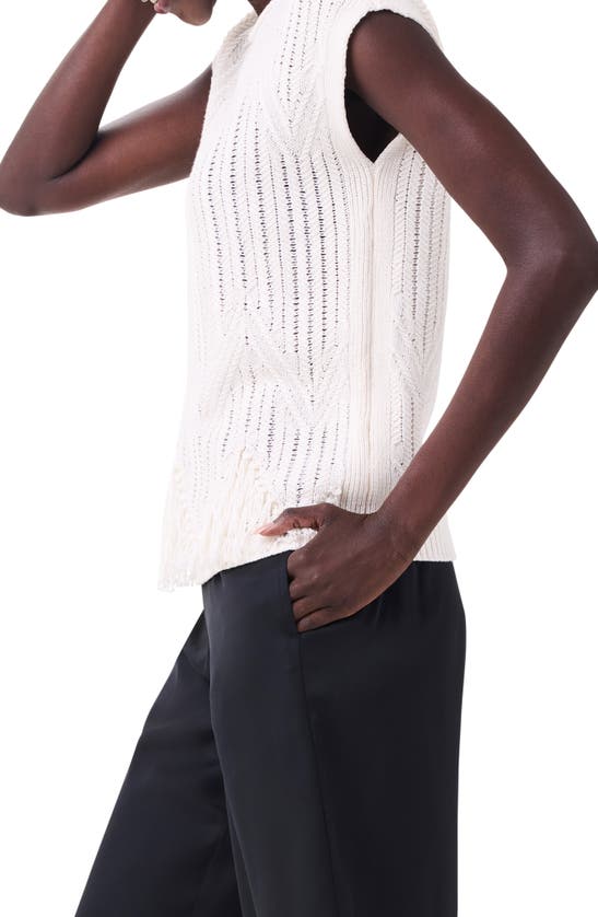 Shop Nic + Zoe Nic+zoe Openwork Sweater Top In Classic Cream