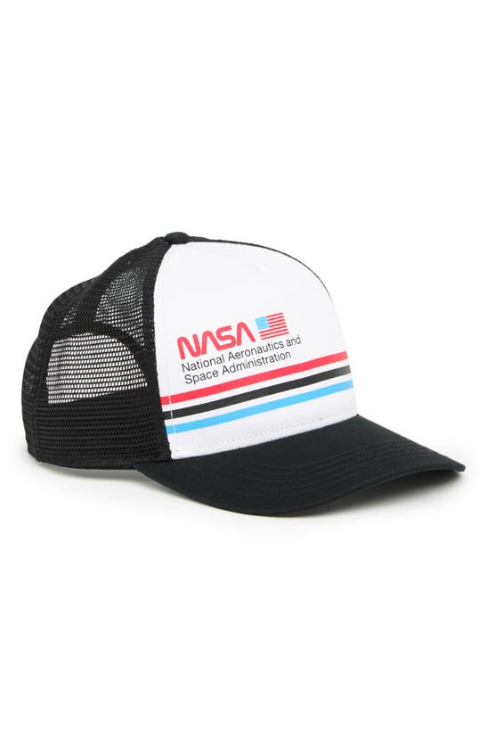 American Needle Sinclair Nasa Trucker Hat In White/ Black/ Black