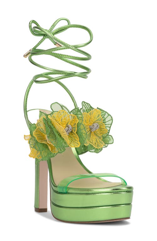 Iyla Ankle Wrap Platform Sandal in Bright Green