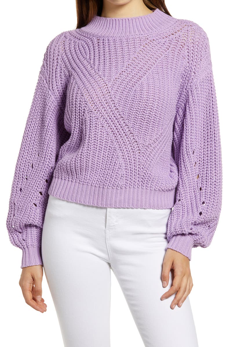 BP. Traveling Stitch Sweater, Main, color, PURPLE SHEER