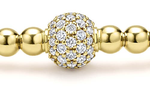 Lagos Pavé Diamond Ball Caviar Stretch Bracelet In Gold