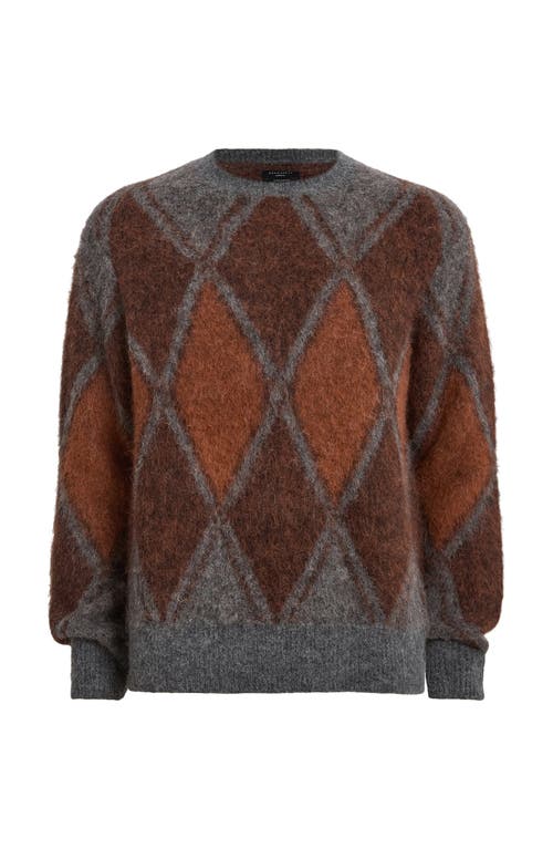 Shop Allsaints Mord Argyle Merino & Alpaca Blend Sweater In Charcoal Marl