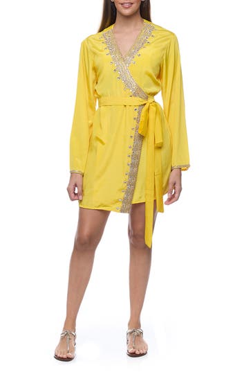 Ranee's Ranees Embellished Robe In Yellow