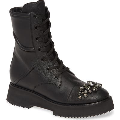 Jimmy Choo Hadley Crystal Combat Boot, Black