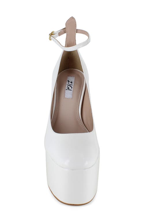 Zigi Nikole Ankle Strap Platform Pump In White Patent
