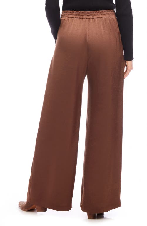 Shop Karen Kane High Waist Pull-on Wide Leg Pants In Cognac