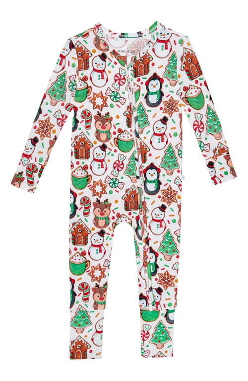 Posh Peanut Cookie Medley Fitted Convertible Footie Pajamas in White 