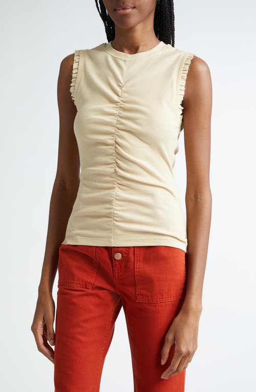 Shop Ulla Johnson Kyla Ruched Sleeveless Cotton Top In Driftwood