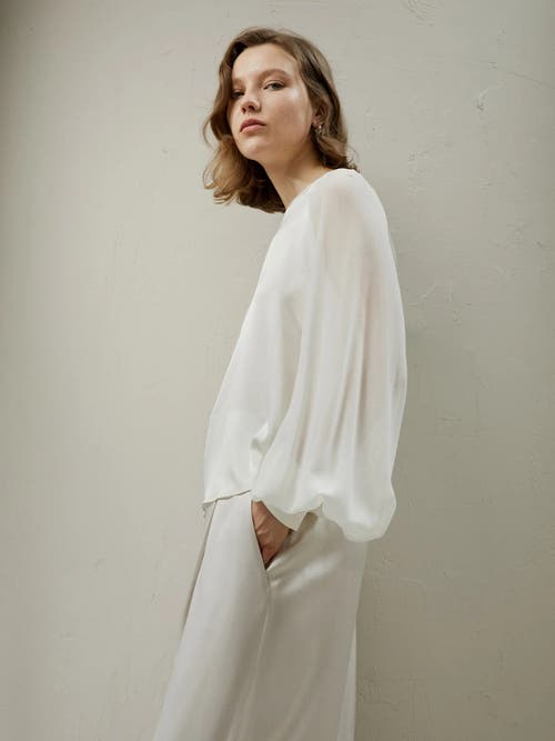 Lilysilk Silk Blouse With Raglan Sleeves In Natural White