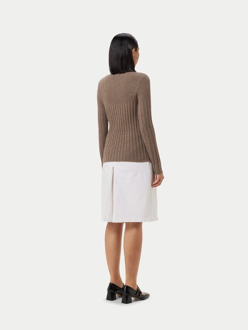 Gobi Mongolian Cashmere Organic Color Rib-knit Cashmere Crew Neck Sweater In Taupe