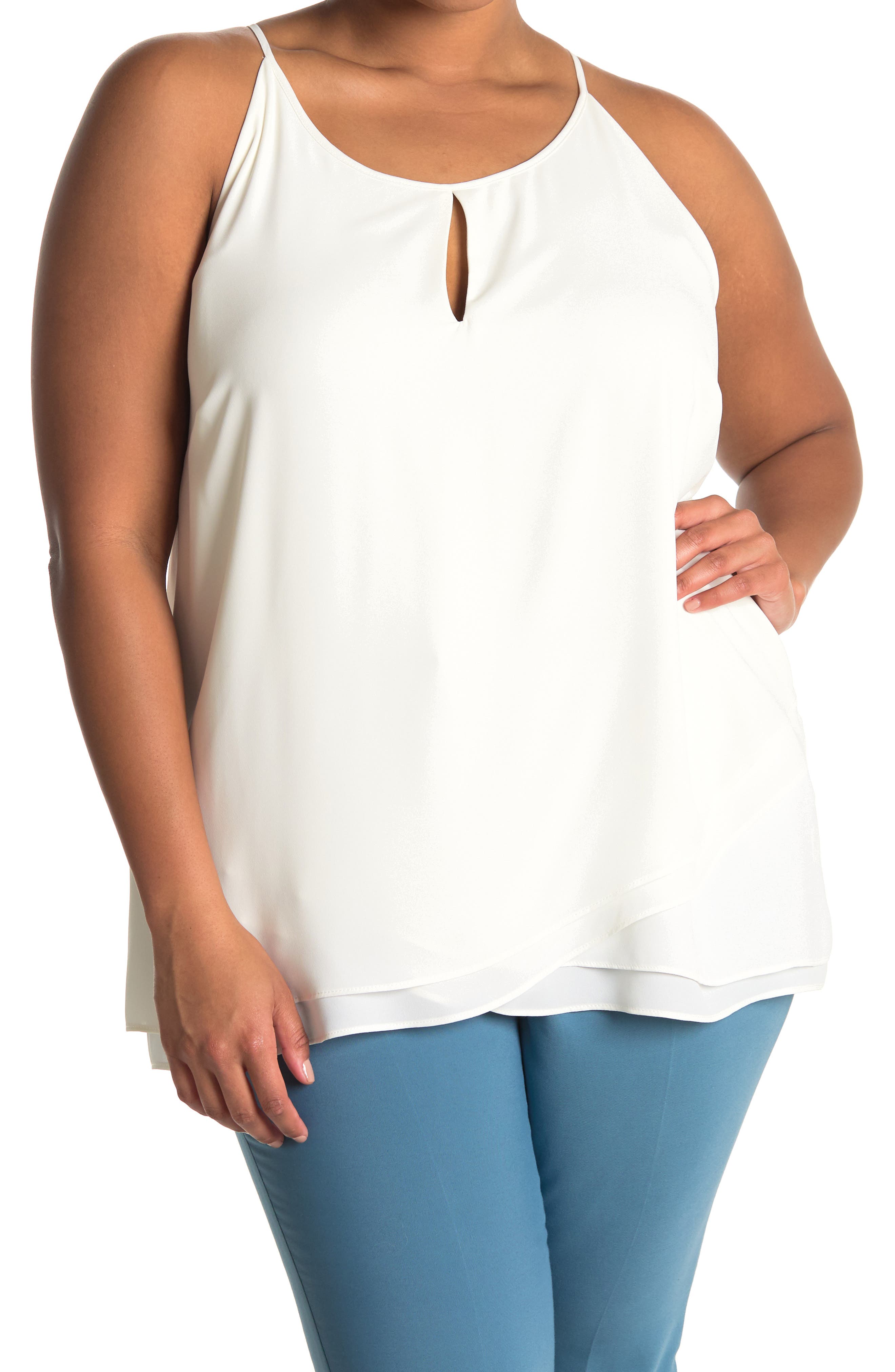 T Tahari Scoop Neck Double Layer Camisole In Natural2