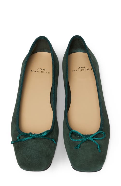 Shop Ann Mashburn Square Toe Ballet Flat In Forest Suede