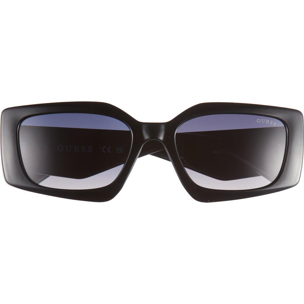 Guess 55mm Geometric Sunglasses In Shiny Black/gradient Smoke