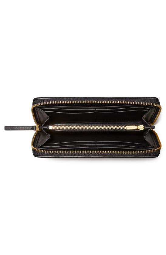 Tory Burch Quilted Leather Zip Wallet In Black