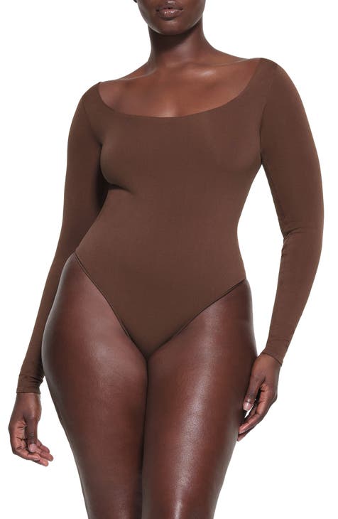  Bodysuit For Women Short Sleeve Brown Body Suits Brown Tops  Chocolate X-Large