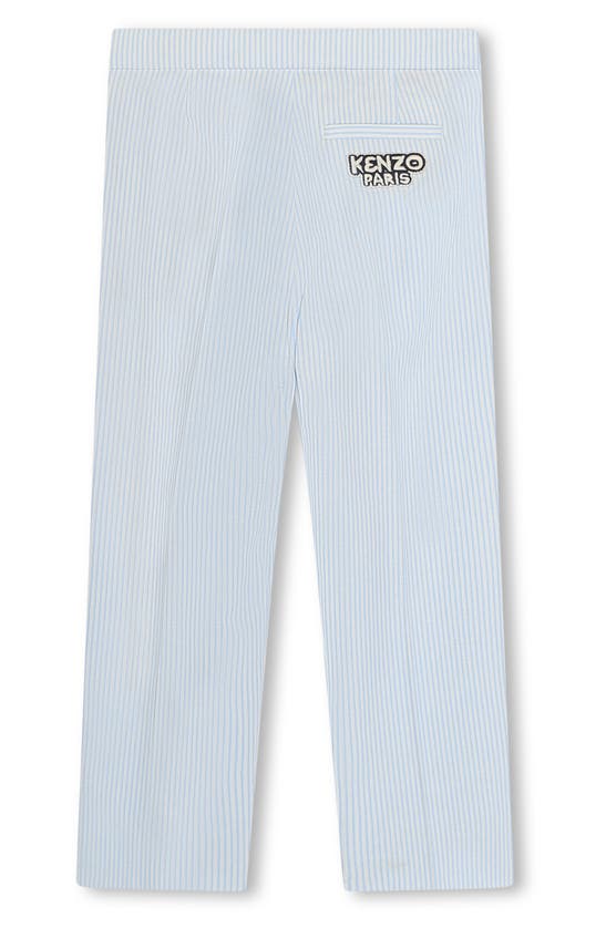 Shop Kenzo Kids' Cotton Blend Seersucker Pants In Blue/ Ivory