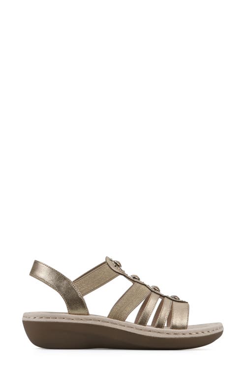 Shop Cliffs By White Mountain Camryn Strappy Wedge Sandal In Gold/met/sueded