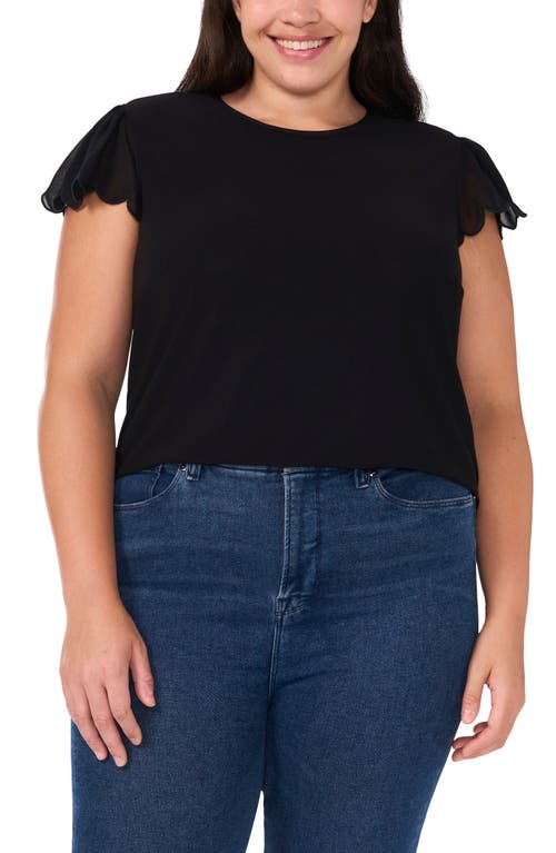 CECE CECE SCALLOP SLEEVE CREWNECK JERSEY TOP 