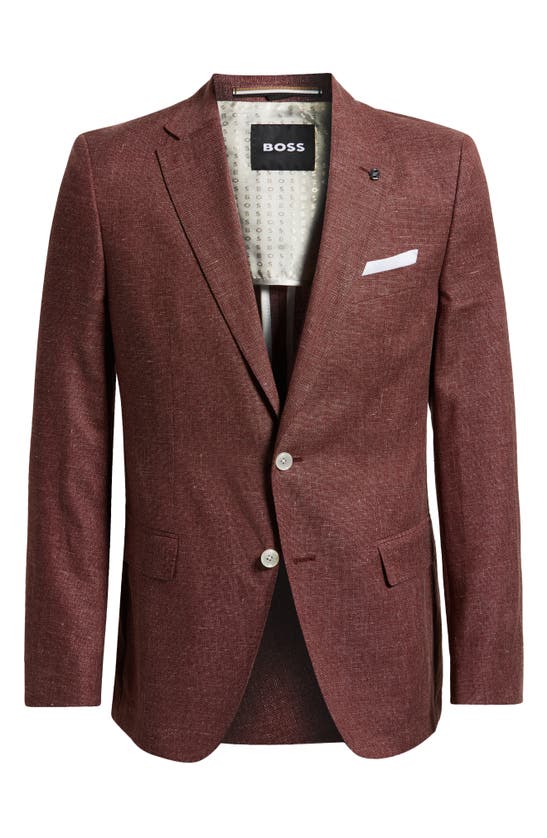 Shop Hugo Boss Hutson Mélange Wool & Linen Sport Coat In Open Brown