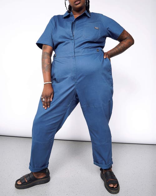 Shop Wildfang The Essential High Waisted Coverall In Oxford Blue