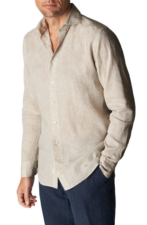 Eton Slim Fit Linen Button-Down Dress Shirt in Light Beige