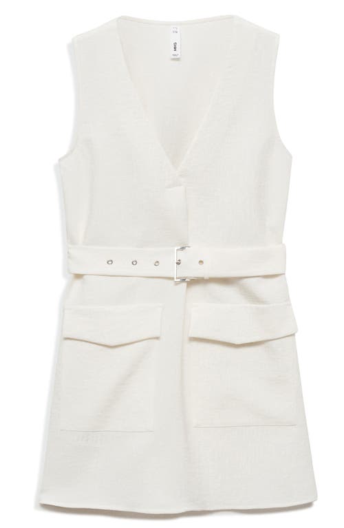 Shop Mango Sleeveless Belted Minidress In Off White