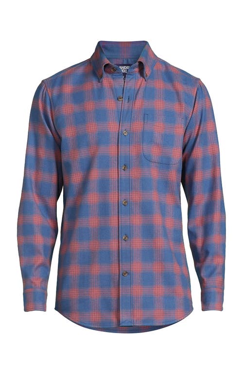 Shop Lands' End Traditional Fit Flagship Flannel Shirt In Aged Redwood Plaid