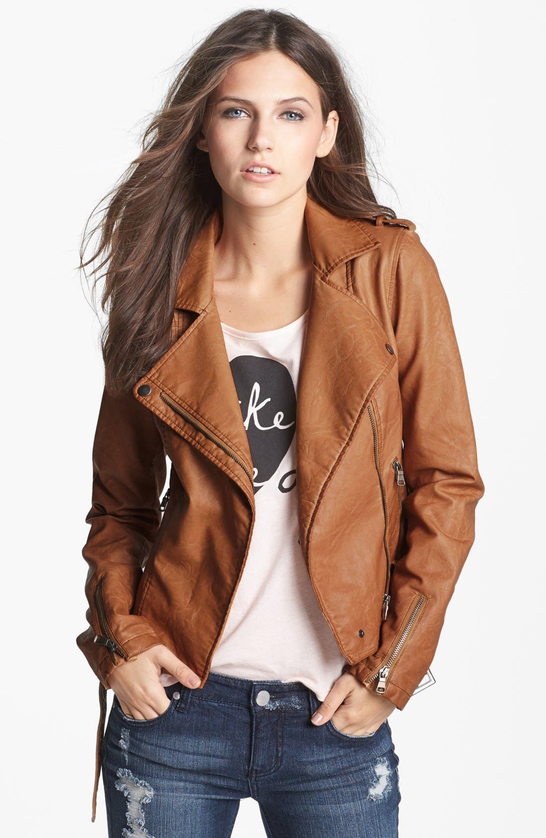 Thread & Supply Faux Leather Moto Jacket (Juniors) (Online Only ...