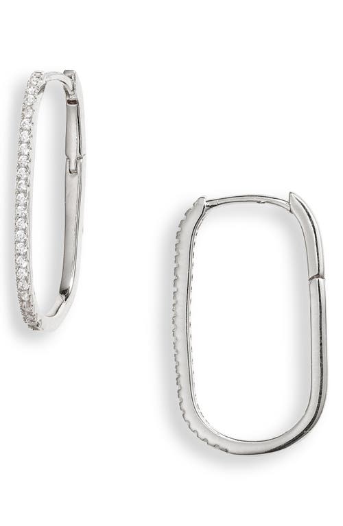 Nordstrom Demi Fine Skinny Oval Hoop Earrings In Sterling Silver Plated