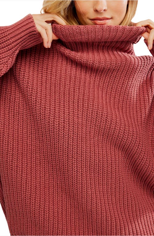 Shop Free People Swim Too Deep Turtleneck Sweater In Marsala