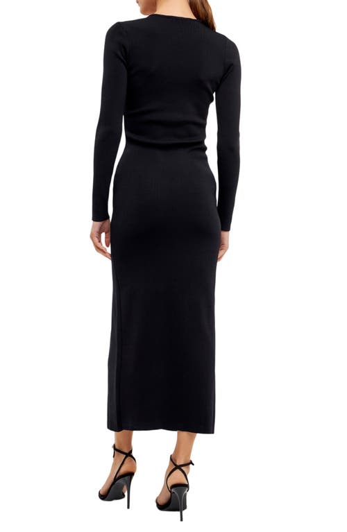 Shop Endless Rose Asymmetric Neck Long Sleeve Sweater Dress In Black