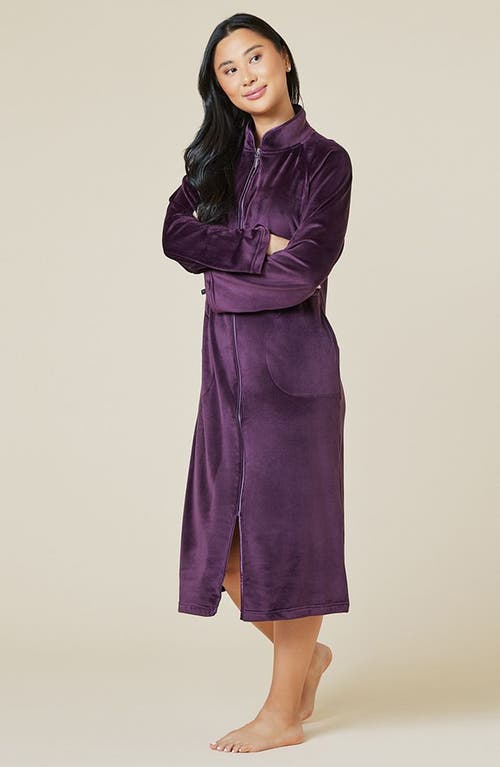 Softies Serenity Mandarin Collar Zip Robe In Fig