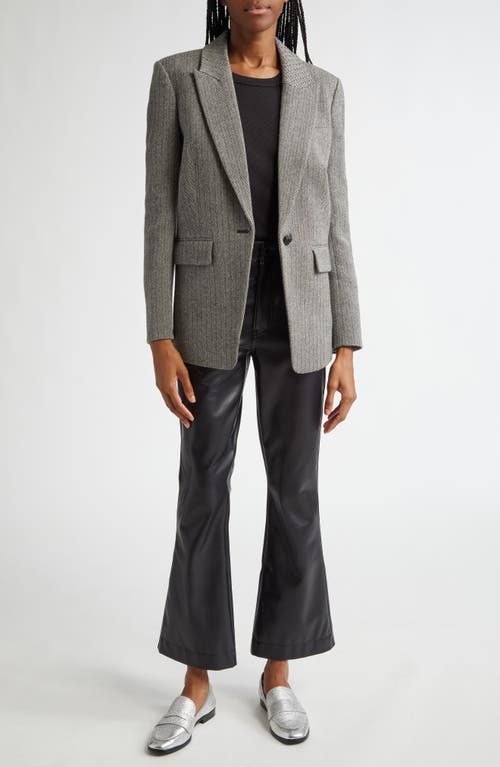 Shop Veronica Beard Vega Herringbone Tweed Virgin Wool Dickey Jacket In Black/white