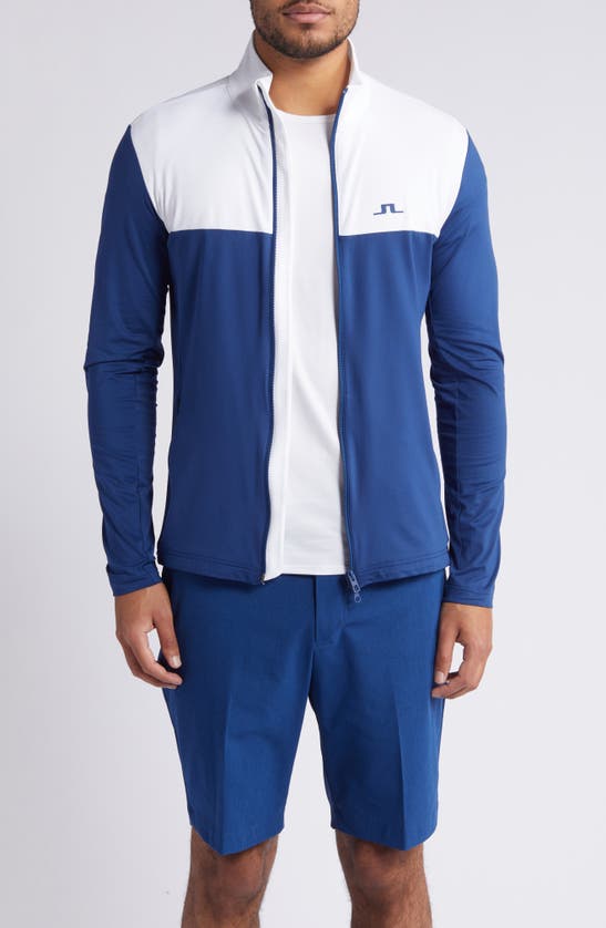 Shop J. Lindeberg Banks Zip-up Performance Jacket In Estate Blue