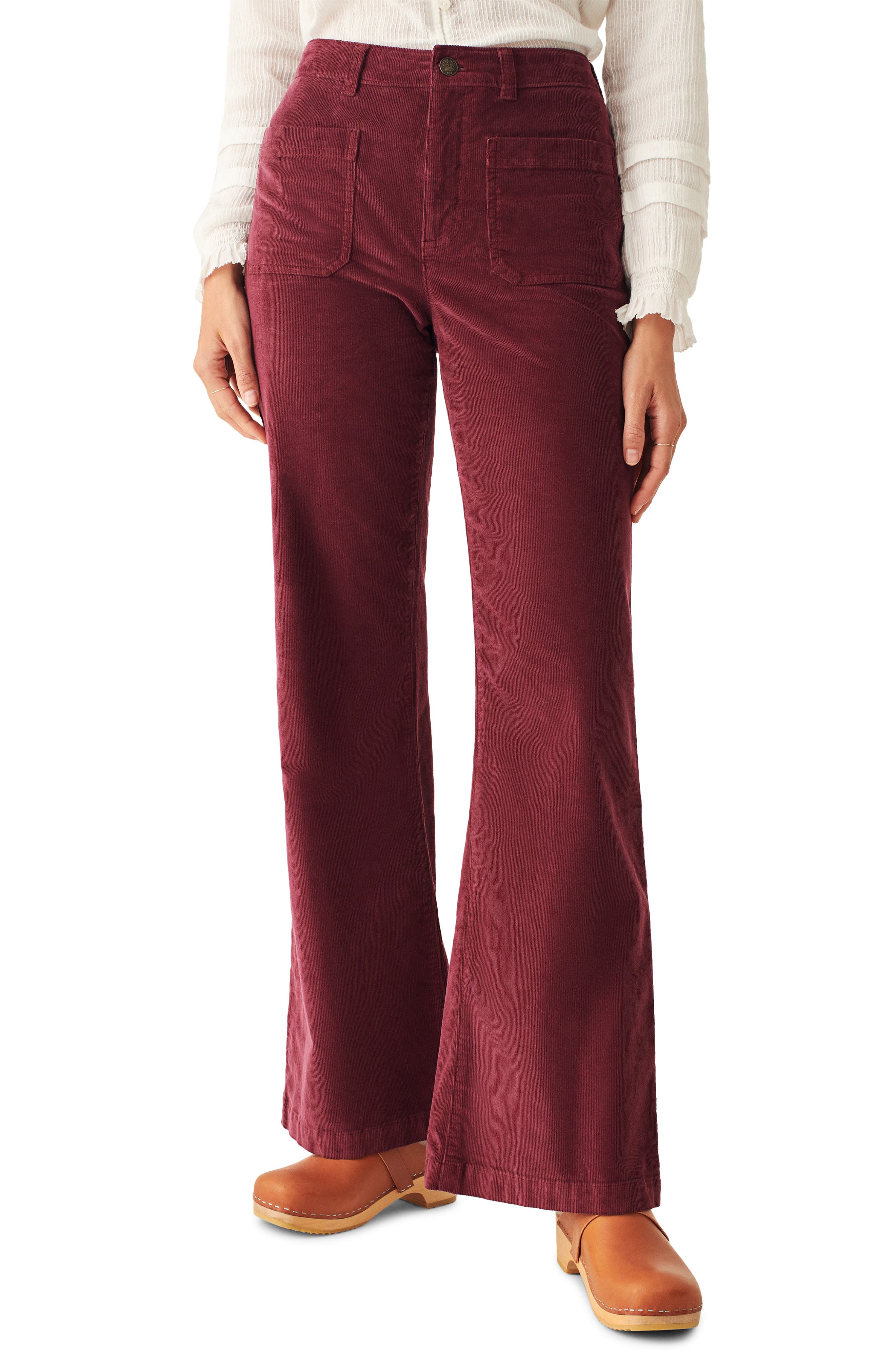 Faherty Women's Stretch Cord Wide Leg Pant (Maroon Banner) main image 0