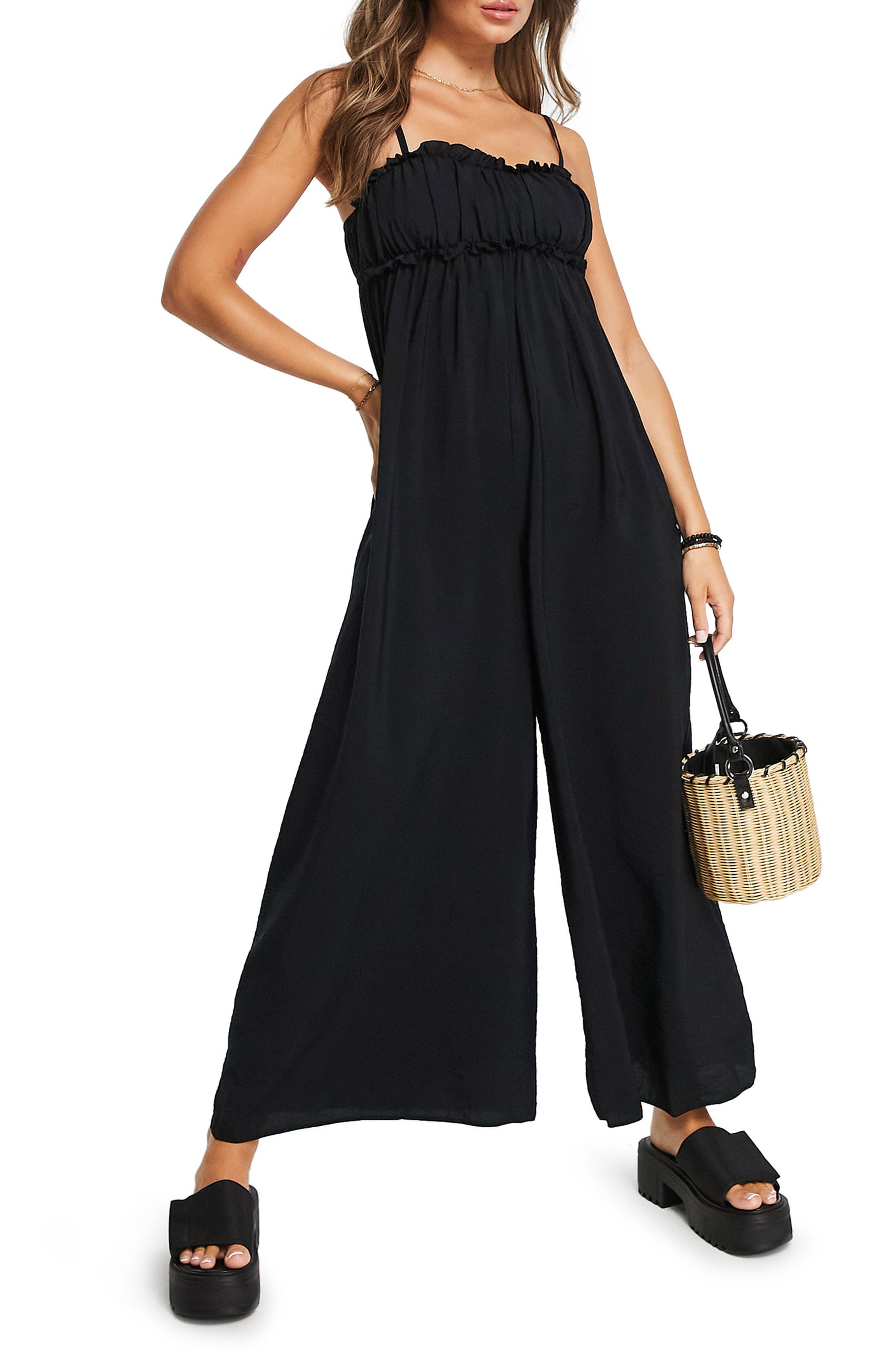 Womens Clothing Jumpsuits and rompers Playsuits Bebe Synthetic Plunge Neck Overlay Romper in Black 