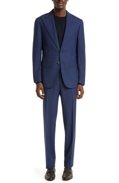 Unstructured Wool Suit in French Navy