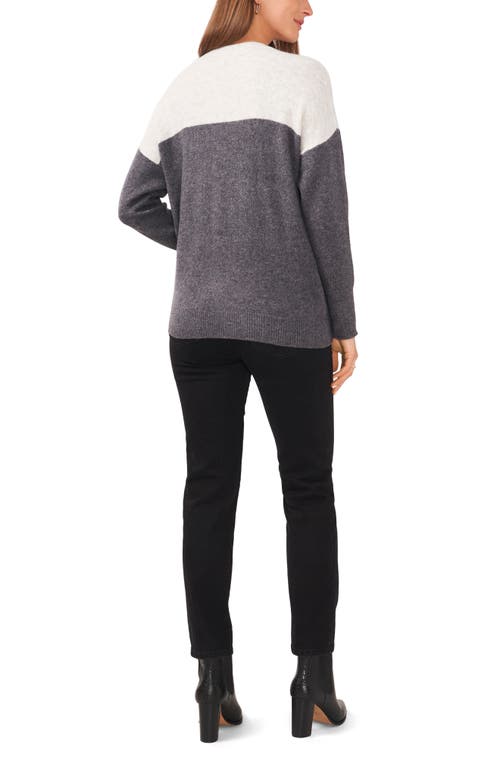 Vince Camuto Extended Shoulder Colorblock Sweater In Med Hthrgrey