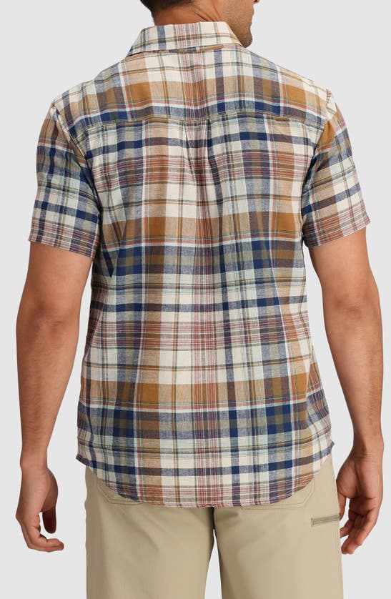 Outdoor Research Weisse Plaid Short Sleeve Button-up Shirt In Bronze